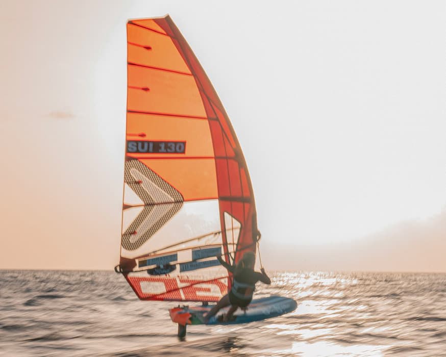 Two sails at sunset